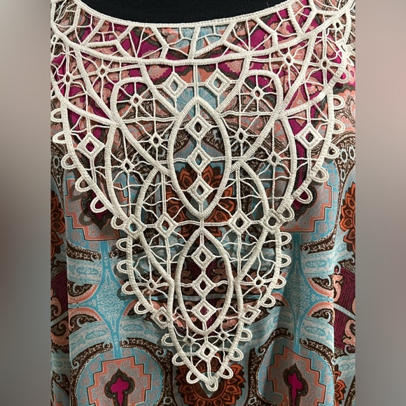 CHICOs 3/4 SLEEVES SAFARI CHIC Bohemian Crochet Detail Top/ BLOUSE WOMEN SIZE XL - Picture 8 of 10